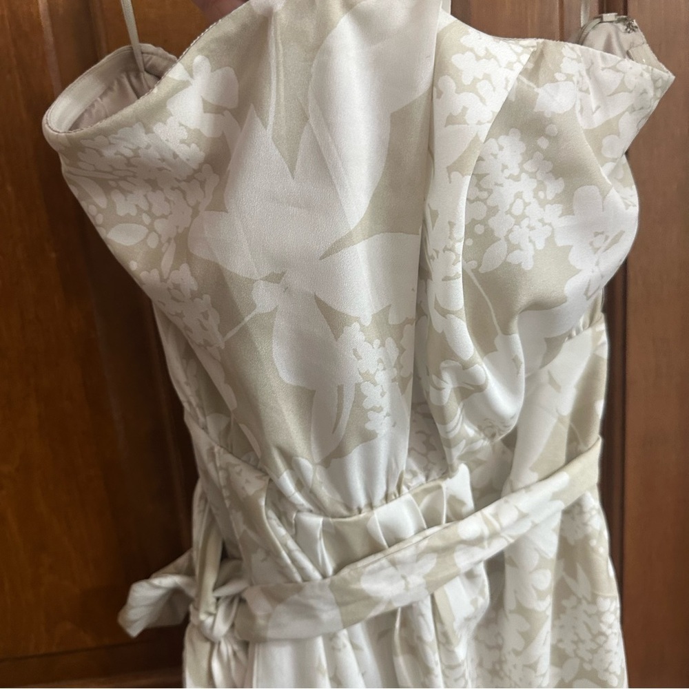 Express Cream Strapless Sundress with Cowl Neck for Wedding Guest - Picture 2 of 4
